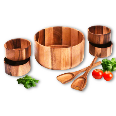 Raven Extra Large Salad Bowl with Servers for 4 Individuals