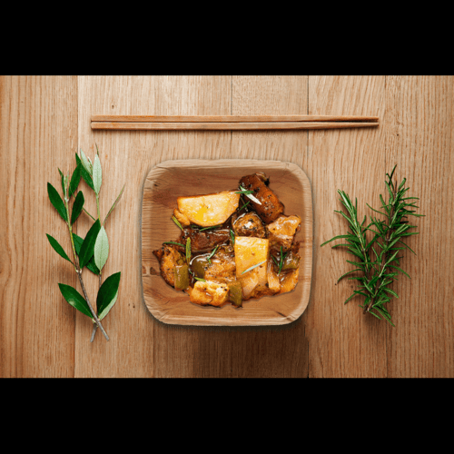 Palm Leaf Biodegradable Bowls, 5 inch, Square (Set of 25/50/100)