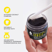Natural Radiance Combo: Activated Coconut Charcoal Powder Natural Teeth Whitener + 100% Eco-friendly Cedarwood Toothbrushes (6 Pack)