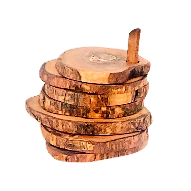 Olive Wood Coaster Set with Holder -7 Pcs