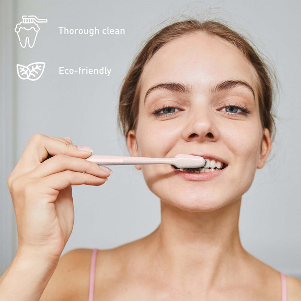 Natural Radiance Combo: Activated Coconut Charcoal Powder Natural Teeth Whitener + 100% Eco-friendly Cedarwood Toothbrushes (6 Pack)