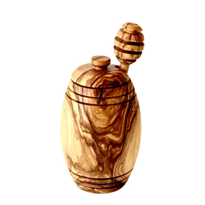Olive Wood Honey Pot w/Honey Dipper