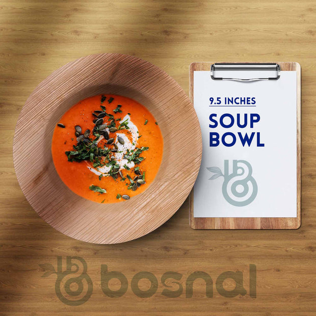 Palm Leaf Biodegradable Bowls, 9.5 inch Round Soup Bowl (Set of 25/50/100)