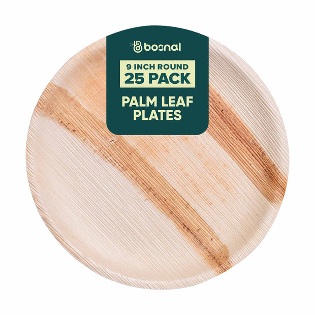 Palm Leaf Biodegradable Plates, 9 inch, Round (Set of 25/50/100)