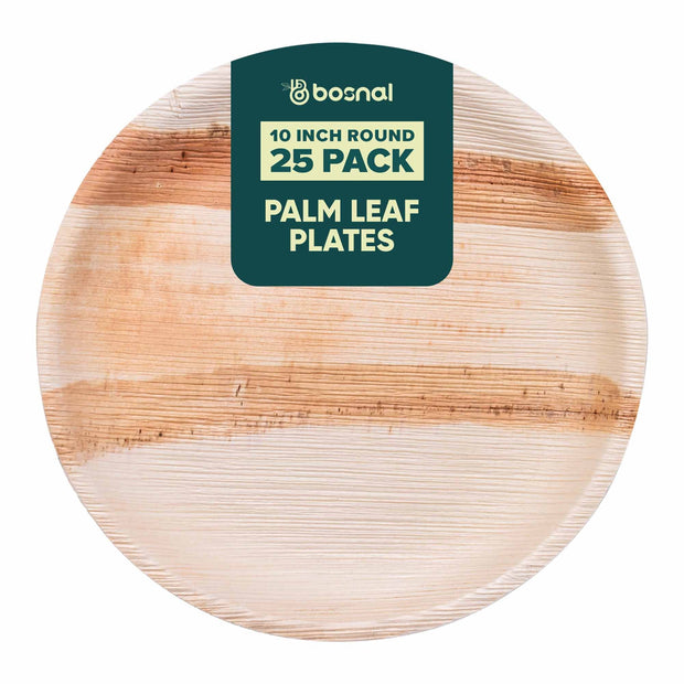 Palm Leaf Biodegradable Plates, 10 inch, Round (Set of 25/50/100)