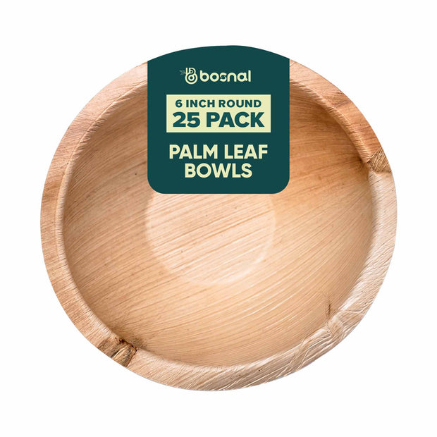 Palm Leaf Bowl, 6 inch, Round (Set of 25/50/100)