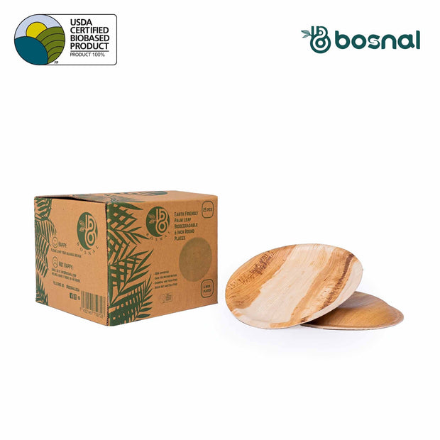 Palm Leaf Biodegradable Plates, 6 inch, Round (Set of 25/50/100)