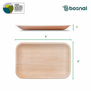 Palm Leaf Biodegradable Plates, 9 x 6 inch Rectangle (Set of 25/50/100)