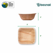 Palm Leaf Biodegradable Bowls, 5 inch, Square (Set of 25/50/100)