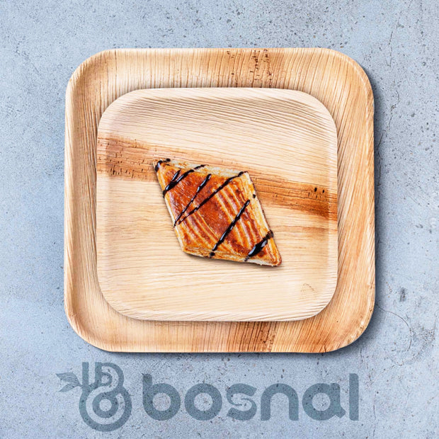 Palm Leaf Biodegradable Set of 10" & 7" Square Plates and Cutlery Combo (25 Each Plates, 50 Forks, 25 Spoons, 25 Knives), Eco-Friendly, Compostable, Bamboo-Wood Style, Durable & Restaurant-Grade