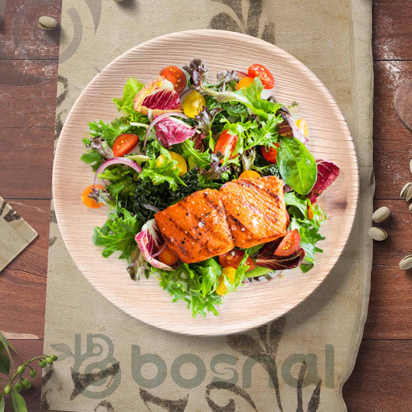 Palm Leaf Biodegradable Round Plates Combo – 50 pcs Set (25 each of 10" & 6" Plates), Eco-Friendly, Compostable, Bamboo-Wood Style, Durable & Restaurant-Grade Alternative to Paper Plates