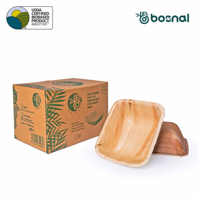 Palm Leaf Biodegradable Bowls, 5 inch, Square (Set of 25/50/100)