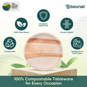 Palm Leaf Biodegradable Plates, 10 inch, Round (Set of 25/50/100)