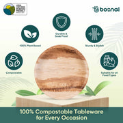 Palm Leaf Biodegradable Plates, 6 inch, Round (Set of 25/50/100)