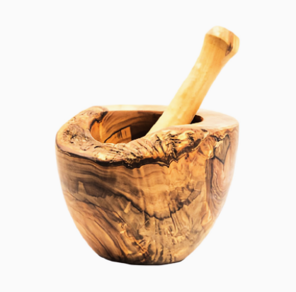 Olive Wood Rustic Mortar and Pestle