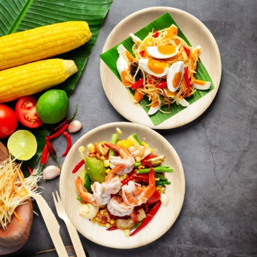 Palm Leaf Biodegradable Plates, 9 inch, Round (Set of 25/50/100)