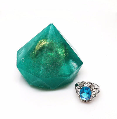 Birthstone Aquamarine Gem Soap with Hidden Silver Ring