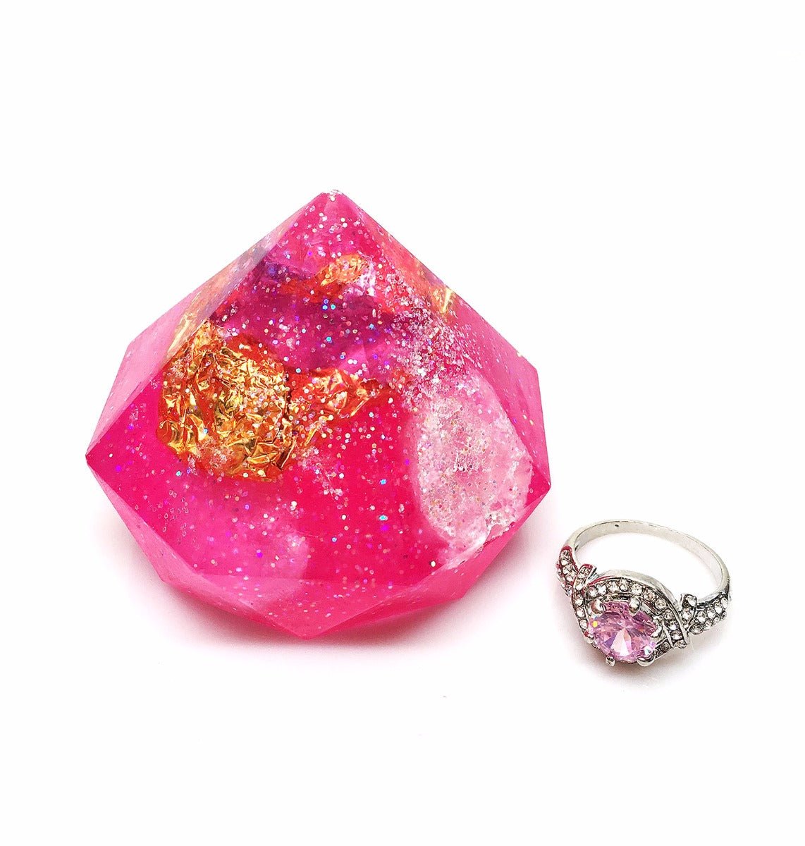 Rose Quartz Gem Soap with Hidden Silver Ring