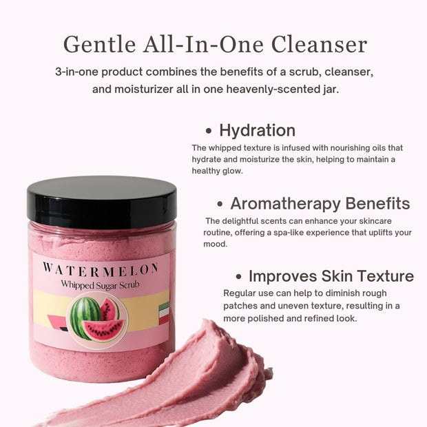 Juicy Watermelon Whipped Sugar Soap Scrub